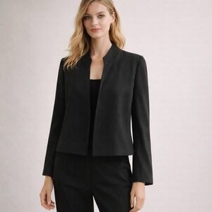 Eileen Fisher Sz Small Spun Silk Cropped Blazer Jacket Office Work